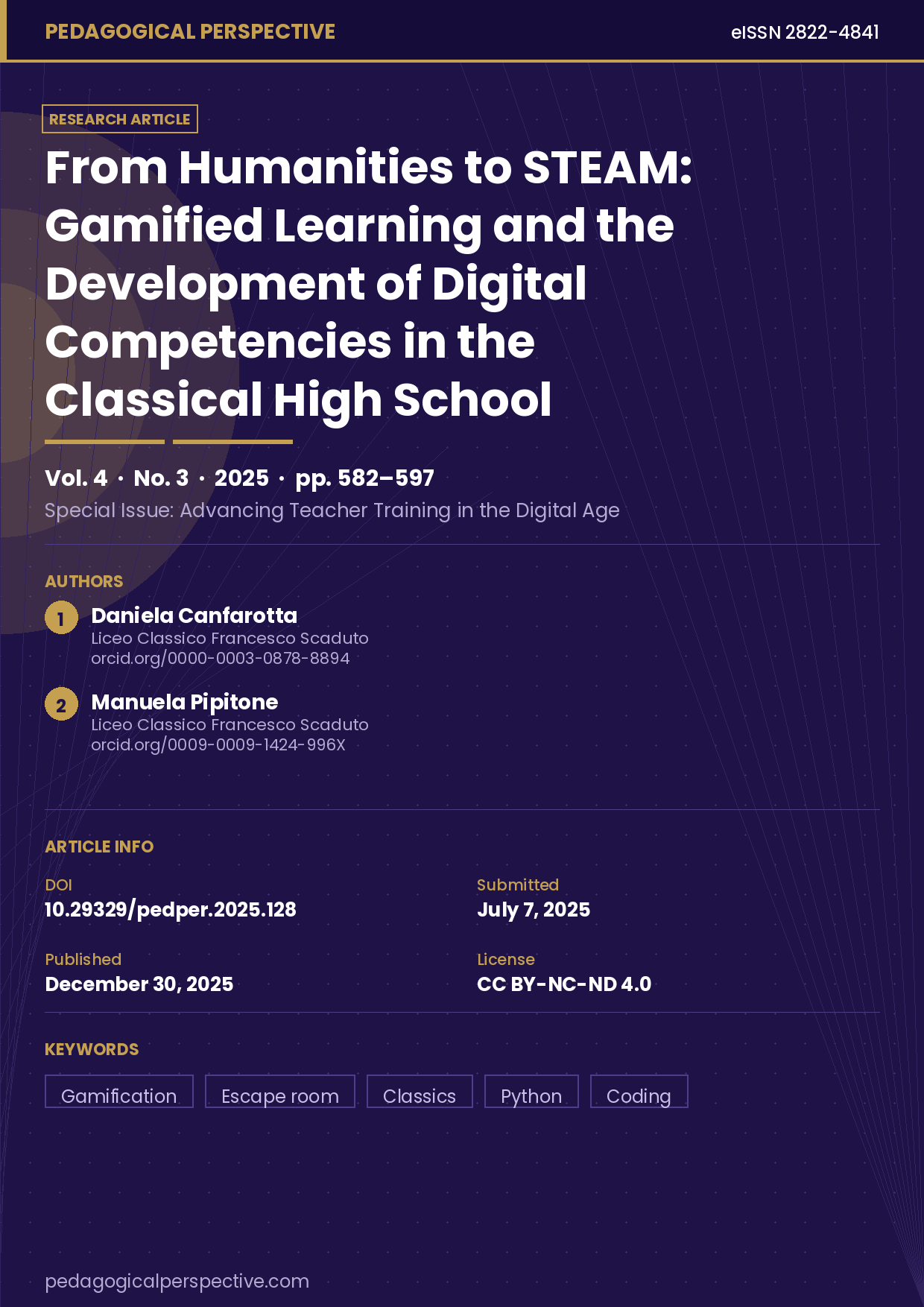 From humanities to STEAM: Gamified learning and the development of digital competencies in the classical high school