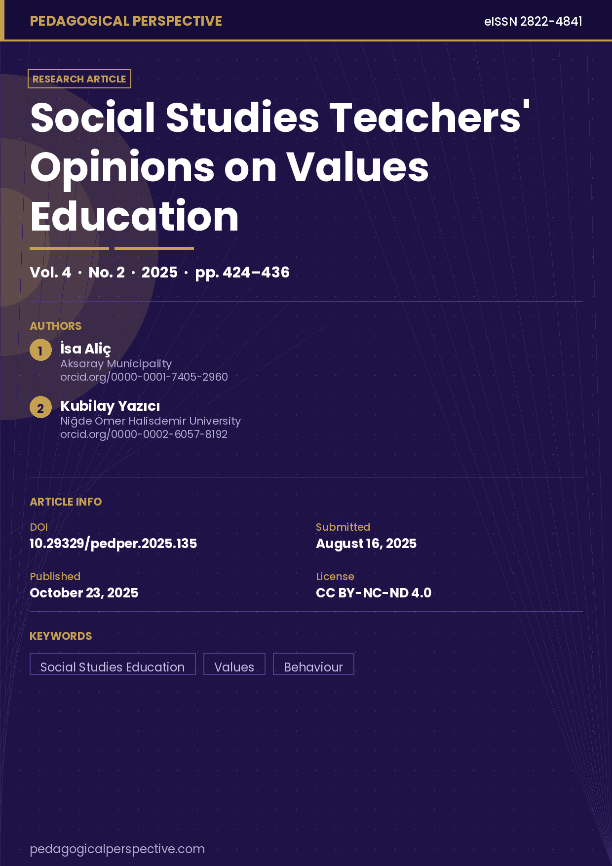 Social studies teachers’ opinions on values education